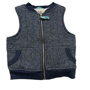 Genuine Kids OshKosh Herringbone Blue Knit Full-Zip Front Sherpa Lined Vest 12M